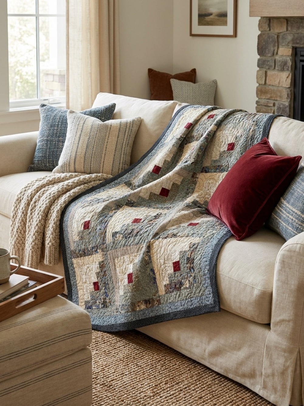 PATCHWORK QUILT THROW BLANKET 35’ x 54’